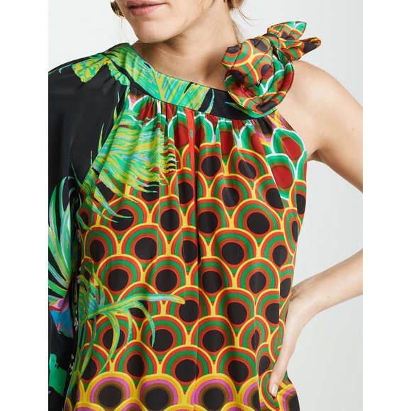 NWT size M Cynthia Rowley Jungle Paradise Offshore One Sleeve Dress 100%… - Picture 4 of 6